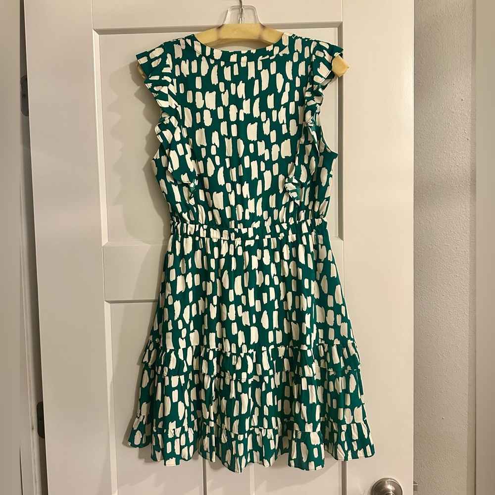 Green and White Patterned Dress